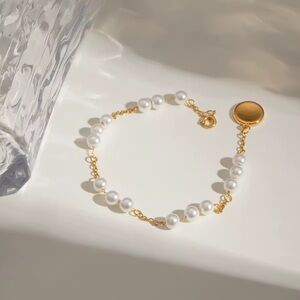 18K Gold Plated - Faux Pearl Bracelet
